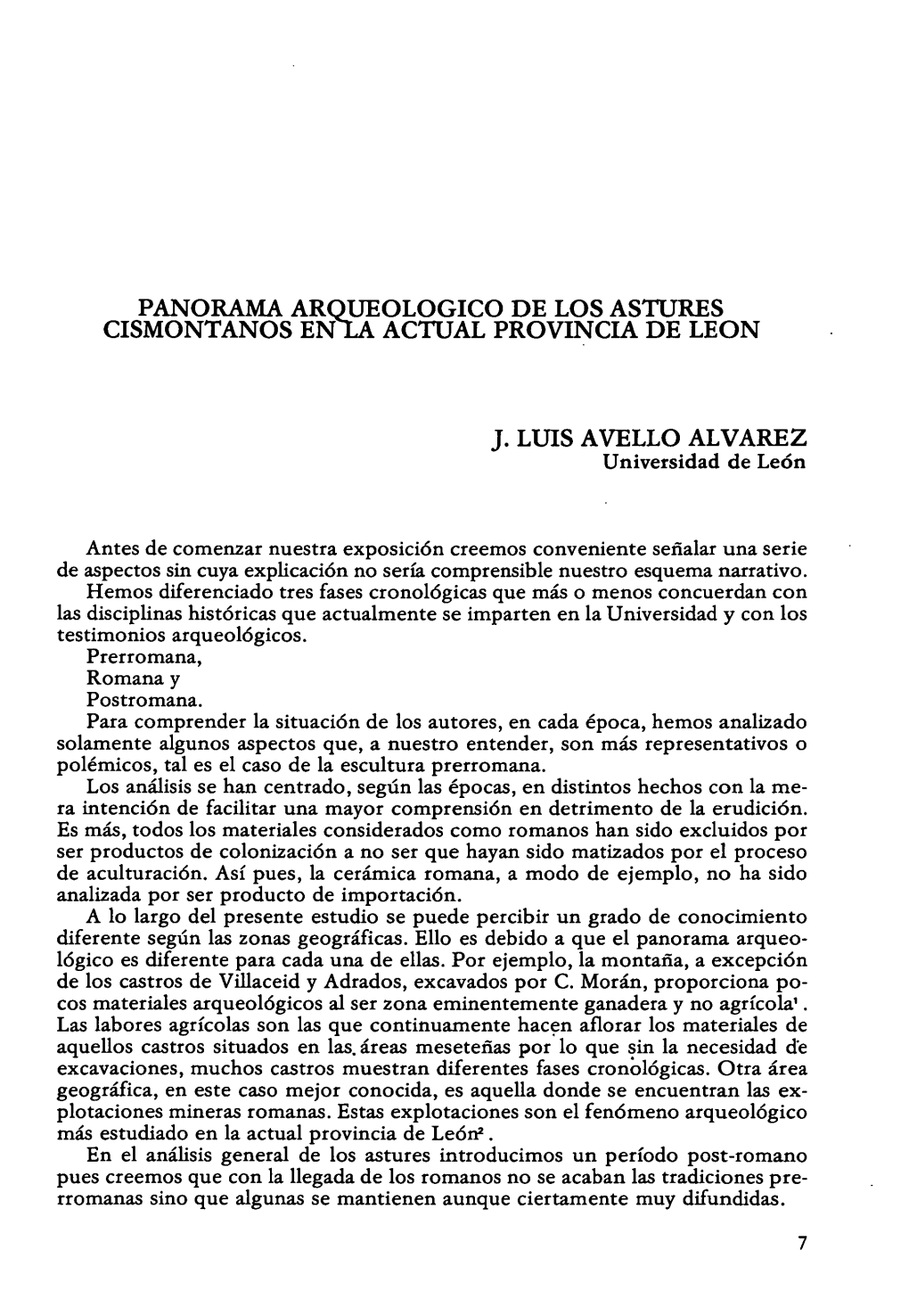 Panorama Arqueologico De Los Astures Cismontanos En1la Actual Provincia De Leon