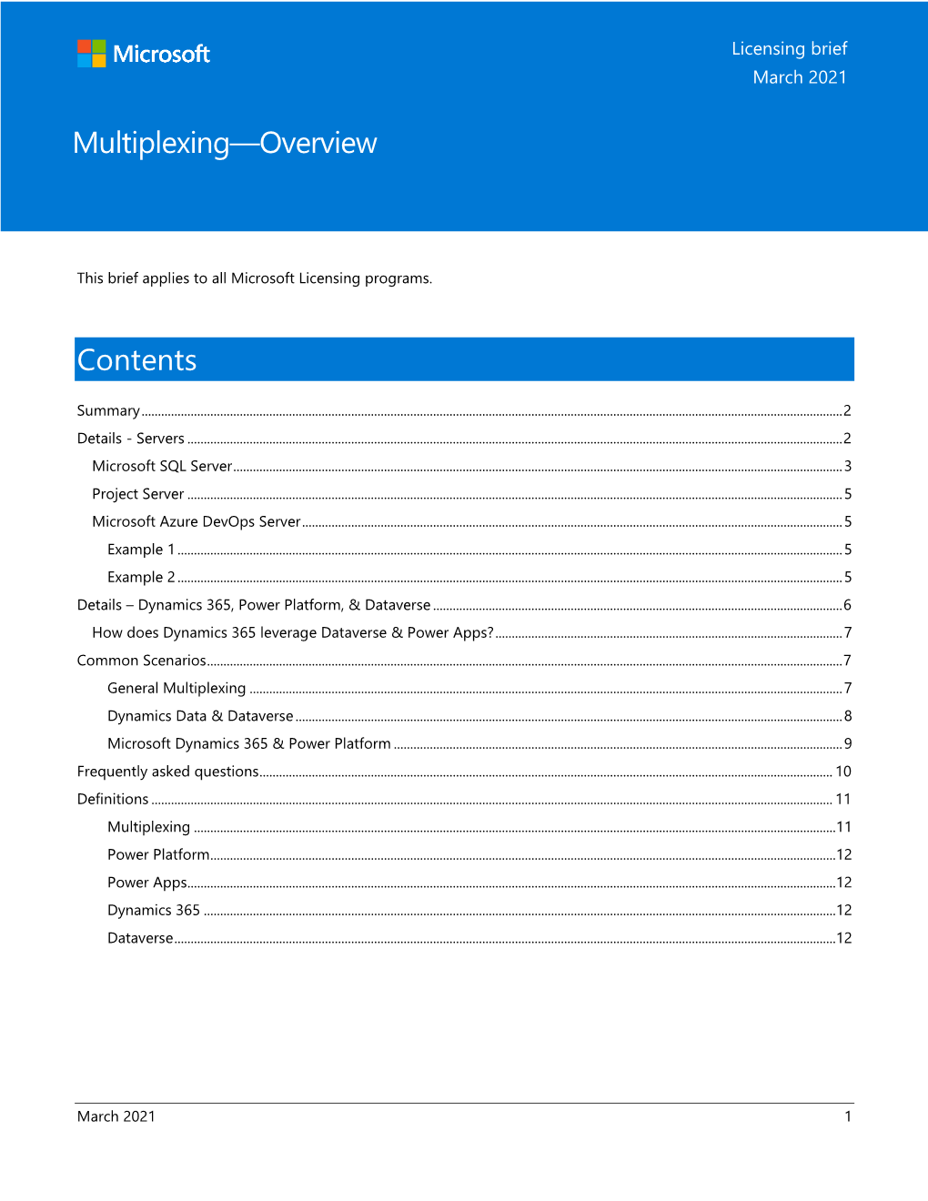 Multiplexing Overview