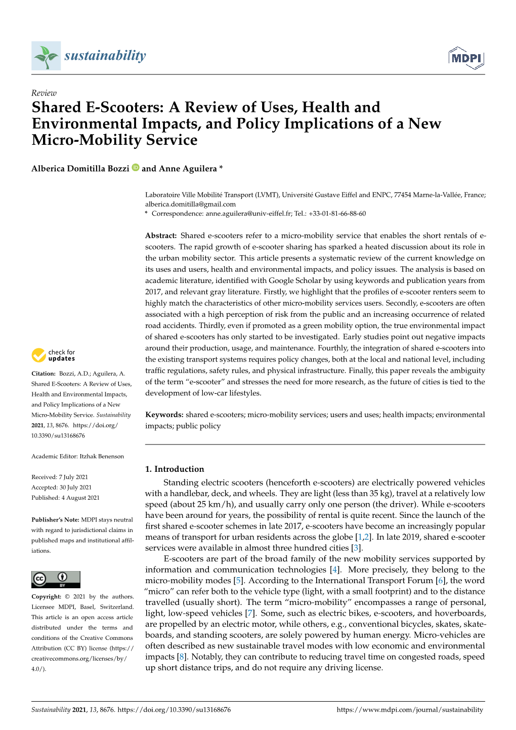 Shared E-Scooters: a Review of Uses, Health and Environmental Impacts, and Policy Implications of a New Micro-Mobility Service