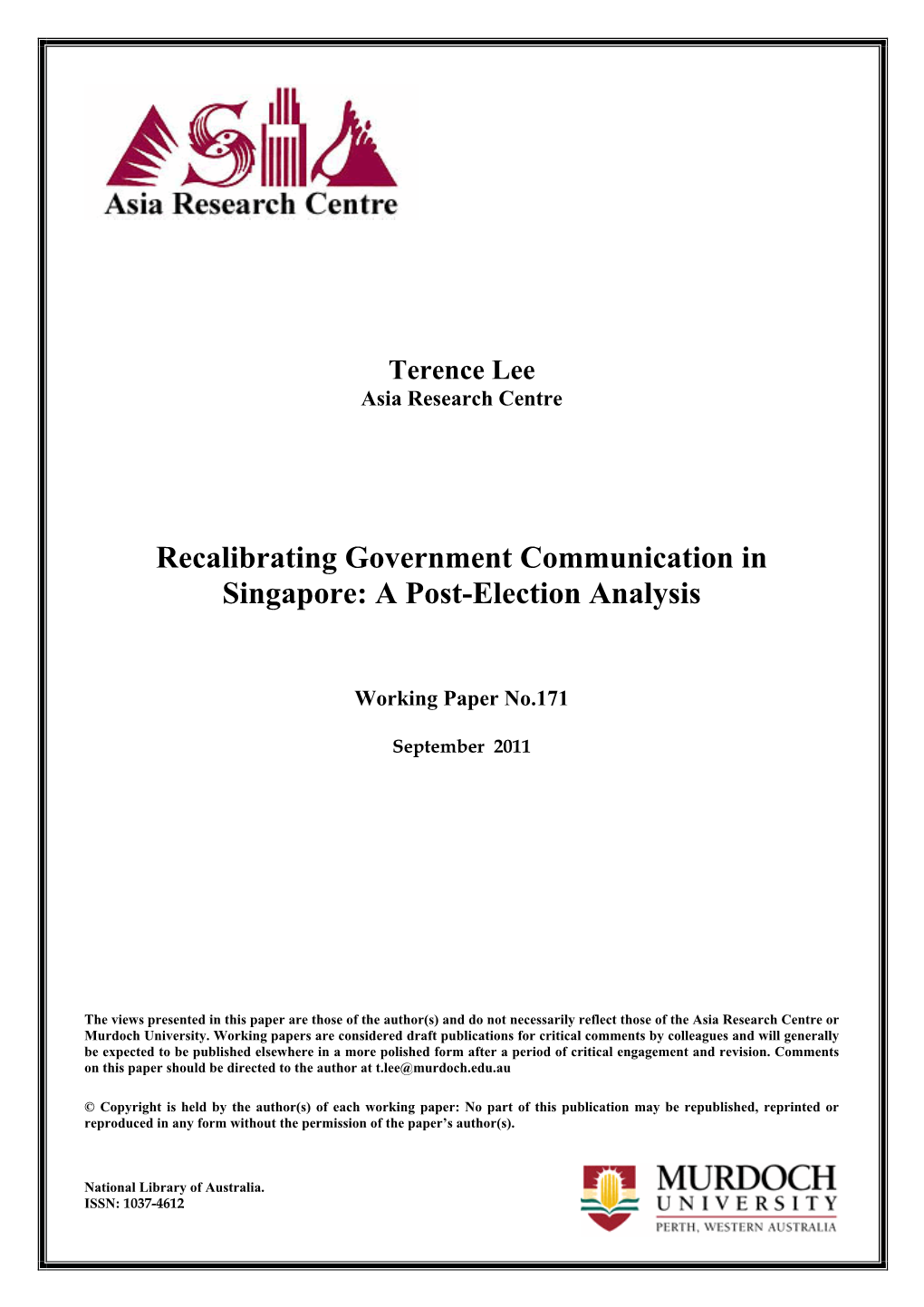 Recalibrating Government Communication in Singapore