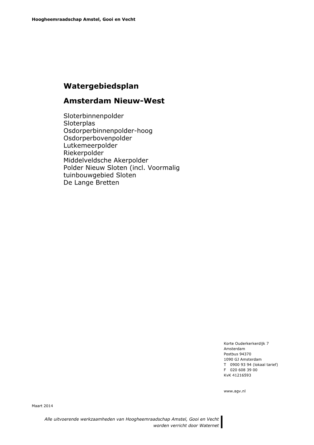 Watergebiedsplan Amsterdam Nieuw-West