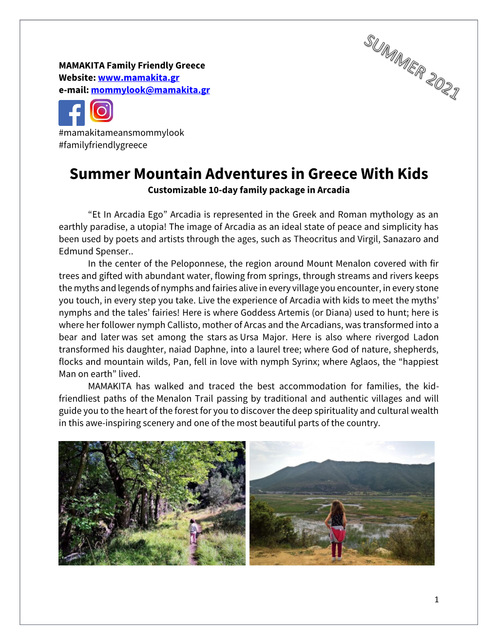 Summer Mountain Adventures in Greece with Kids Customizable 10-Day Family Package in Arcadia