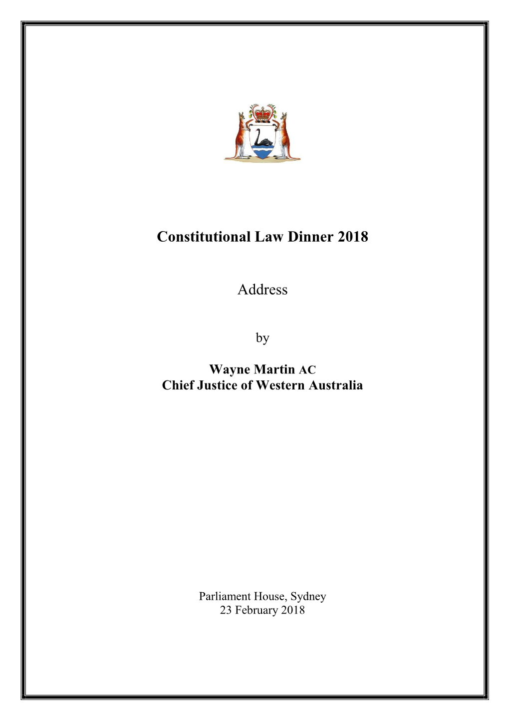 Constitutional Law Dinner 2018 By
