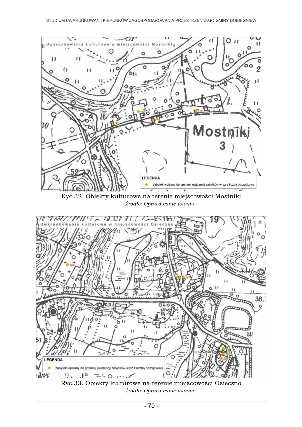 Ryc.32. Obiekty Kulturowe Na Terenie Miejscowości Mostniki Ryc.33