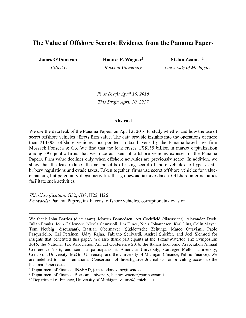 The Value of Offshore Secrets: Evidence from the Panama Papers