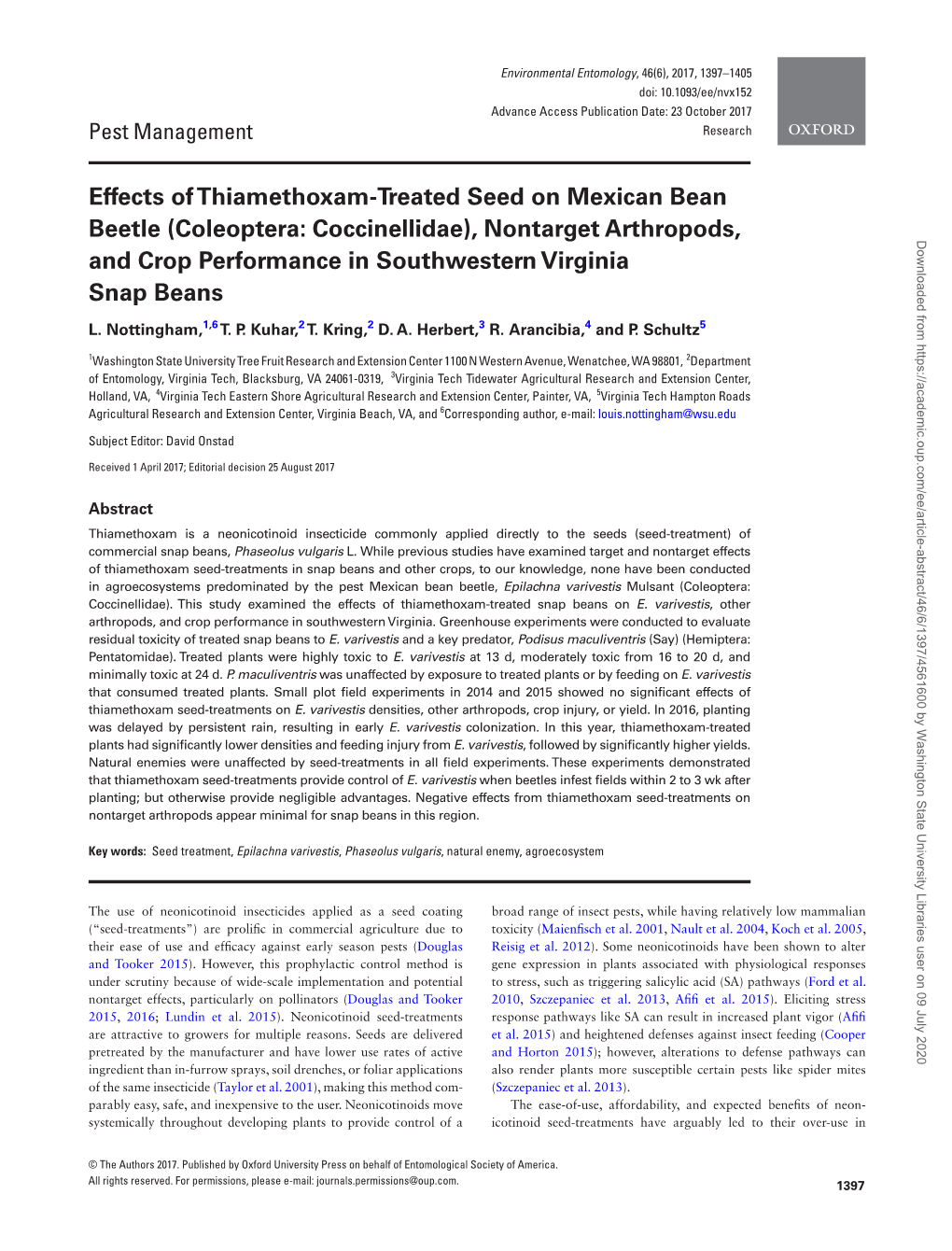 Effects of Thiamethoxam-Treated Seed on Mexican Bean Beetle