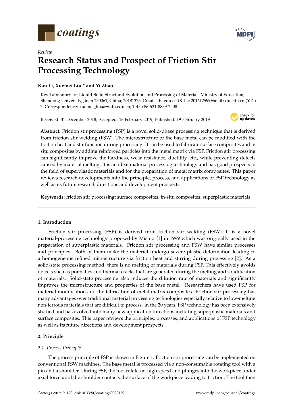 Research Status and Prospect of Friction Stir Processing Technology