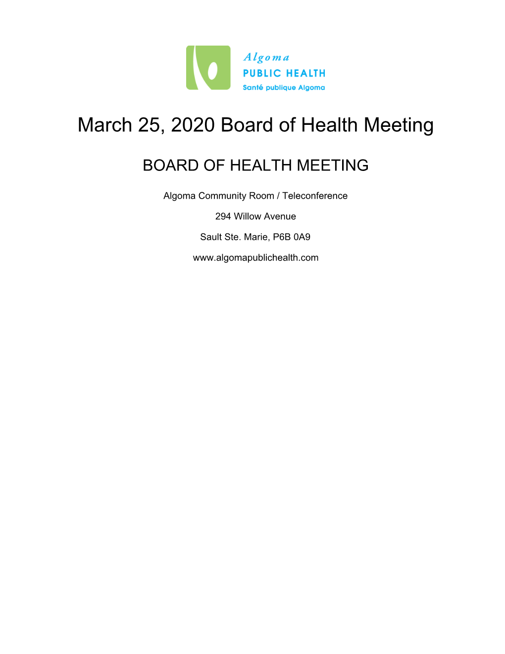 March 25, 2020 Board of Health Meeting