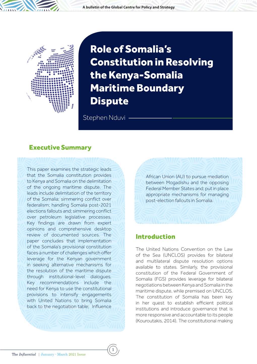 Role of Somalia's Constitution in Resolving the Kenya-Somalia