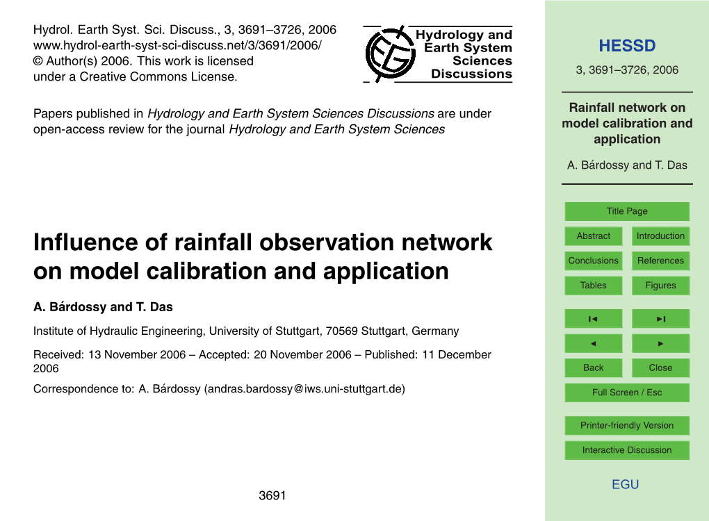 Rainfall Network on Model Calibration and Application