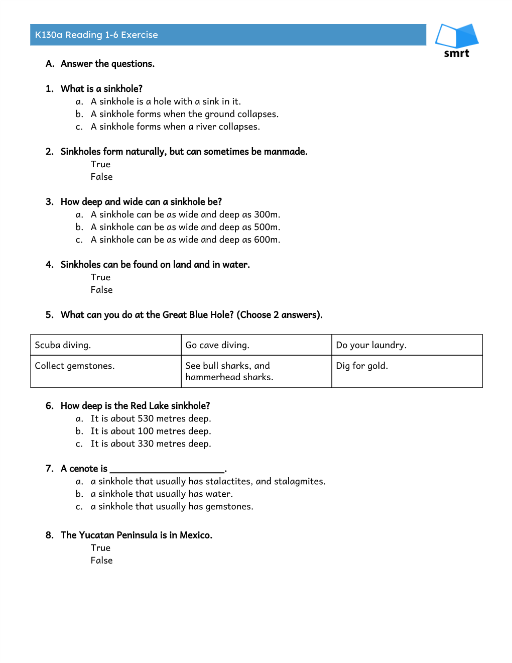 K130a Reading 1-6 Exercise.Pdf