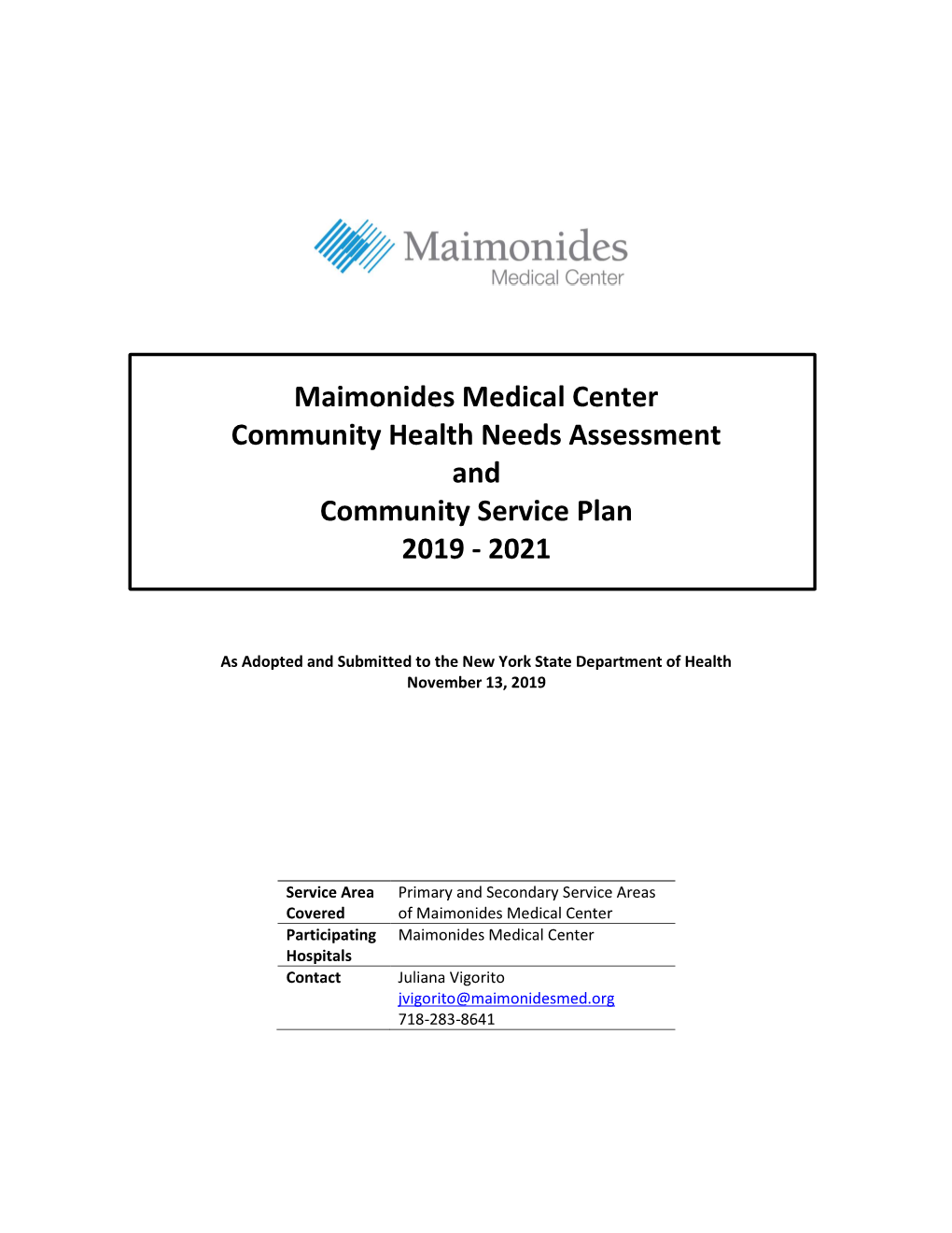 Maimonides Medical Center Community Health Needs Assessment and Community Service Plan 2019 - 2021