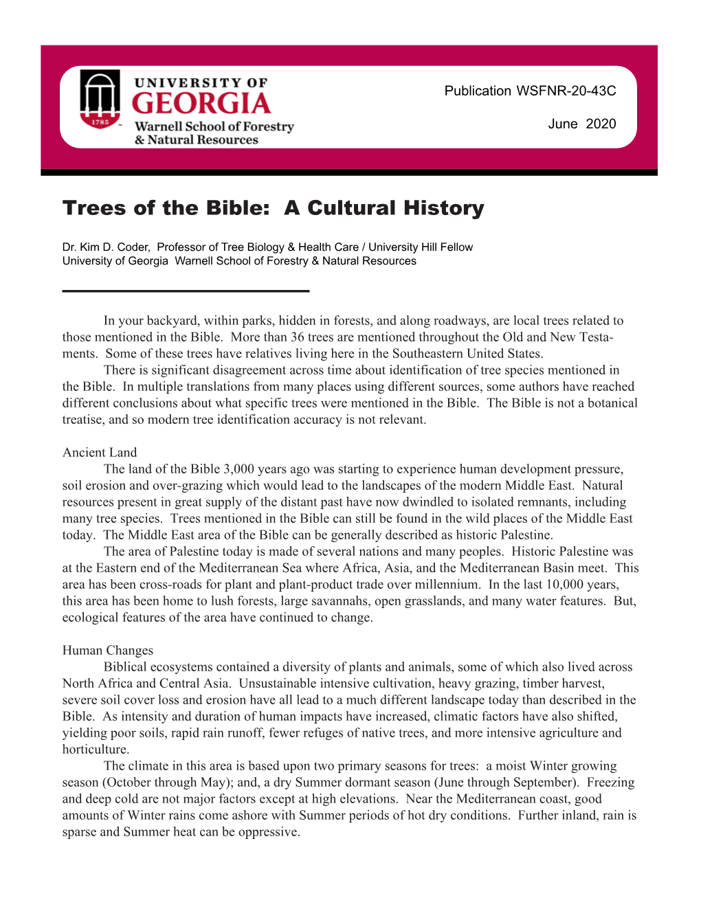 Trees of the Bible Cultural History 2016