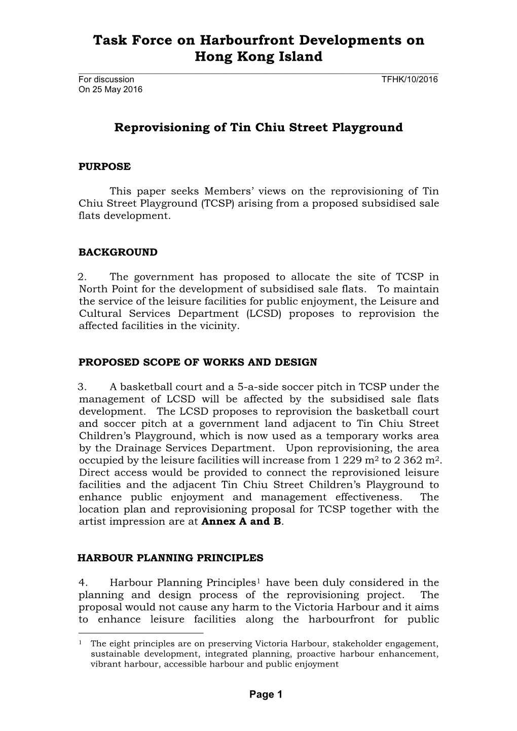 For Discussion TFHK/10/2016 on 25 May 2016