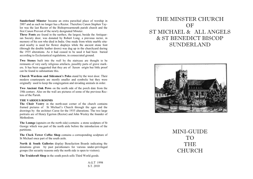 The Minster Church of St Michael & All Angels & St Benedict Biscop Sunderland Mini-Guide to the Church