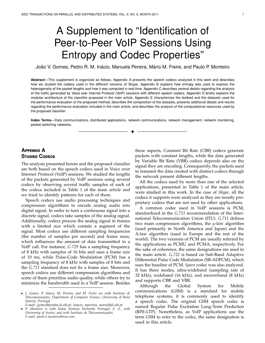 Identification of Peer-To-Peer Voip Sessions Using Entropy and Codec