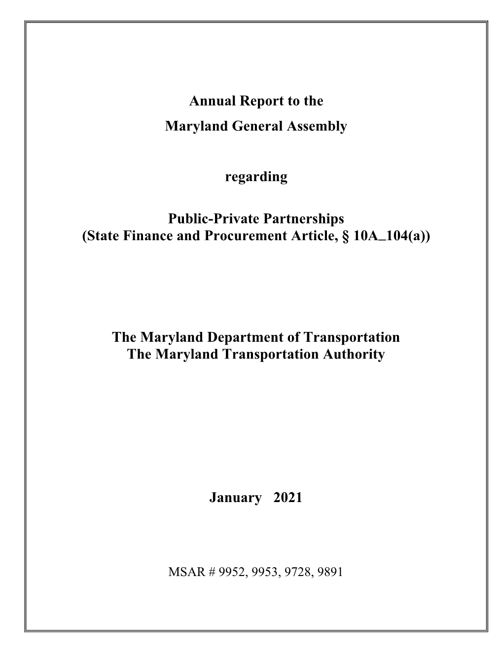 MDOT P3 Annual Report
