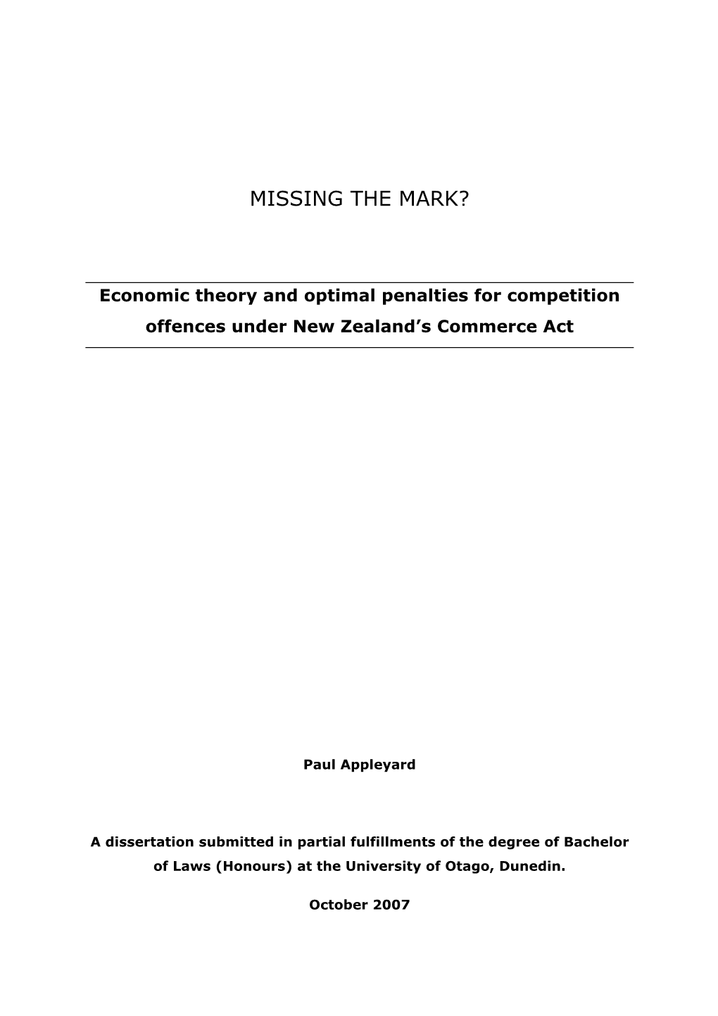 Missing the Mark? Economic Theory and Optimal Penalties For