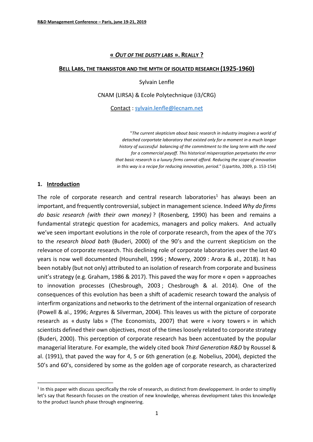 Dusty Labs Paper R&D Management 2019 V2