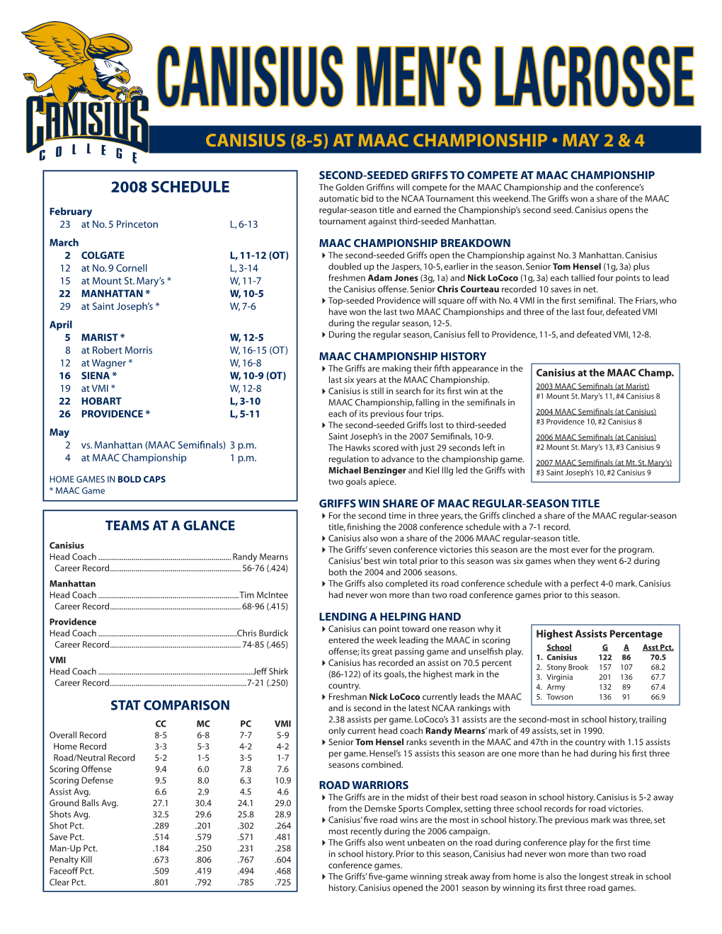 Canisius (8-5) at Maac Championship • May 2 & 4