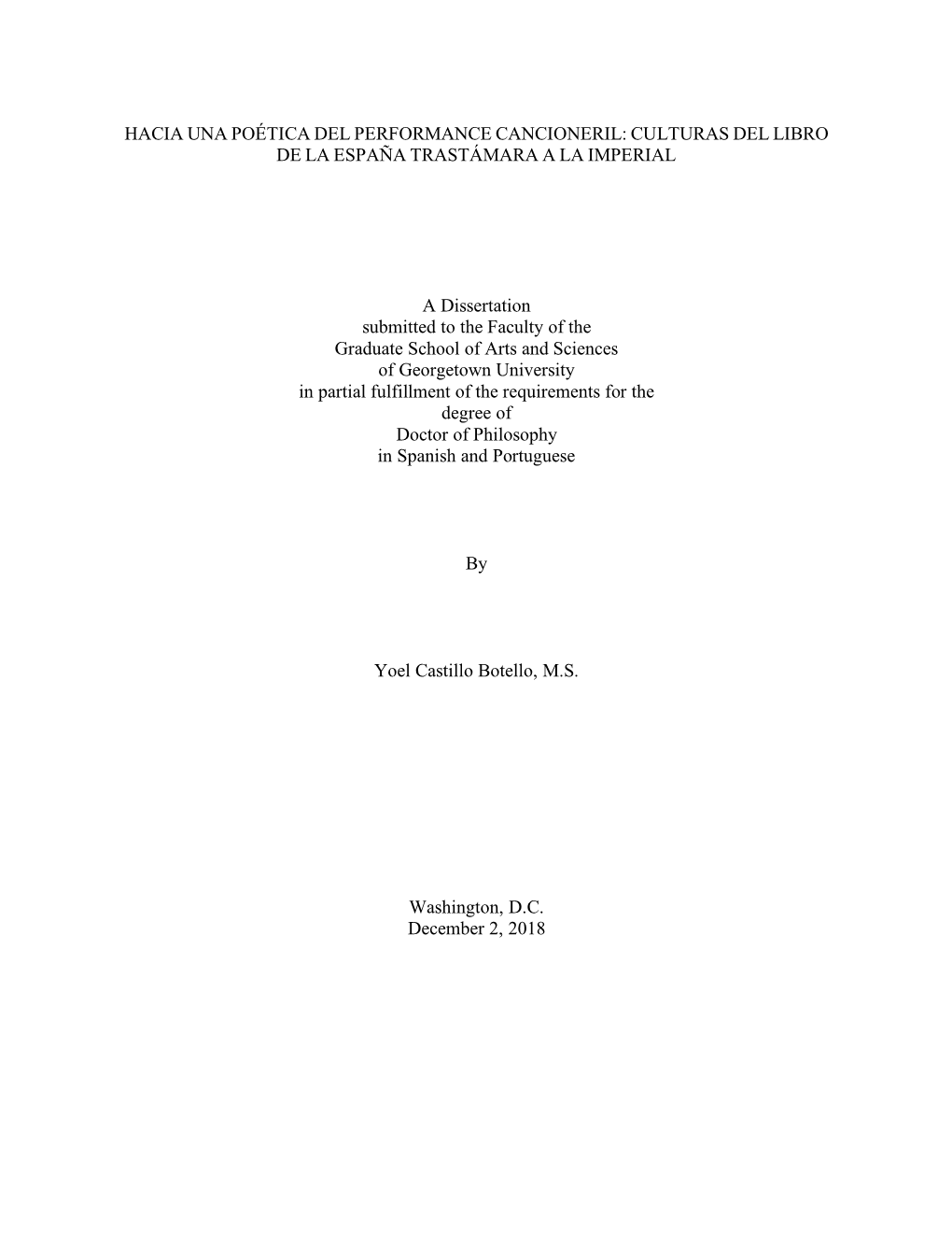 Hacia Una Poética Del Performance Cancioneril: Culturas Del Libro De La España Trastámara a La Imperial