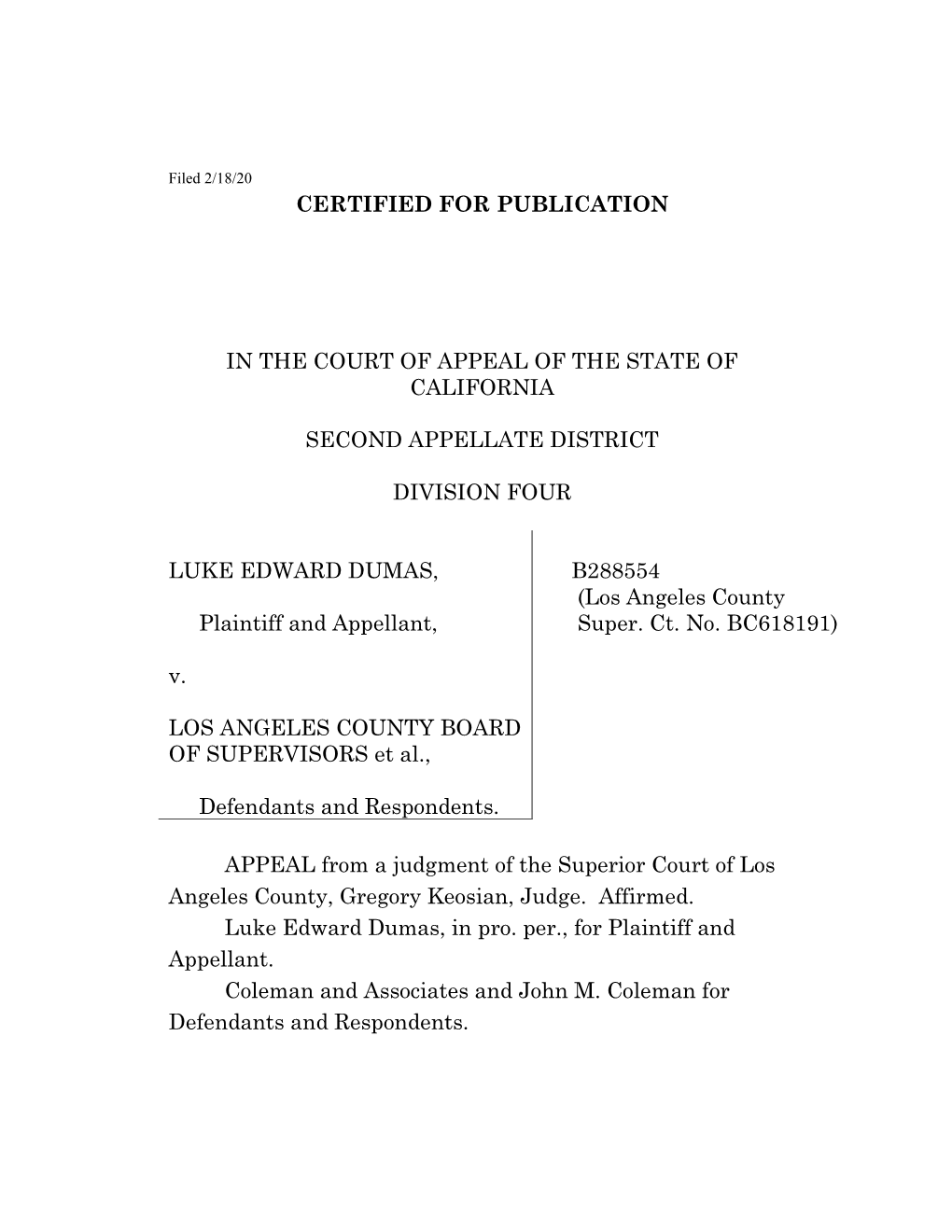 Certified for Publication in the Court of Appeal of The