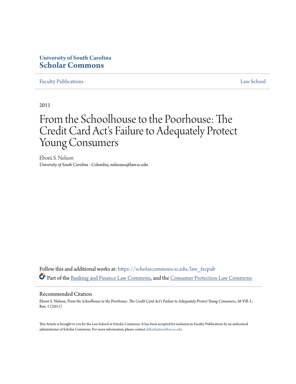 The Credit Card Act's Failure to Adequately Protect Young Consumers Eboni S