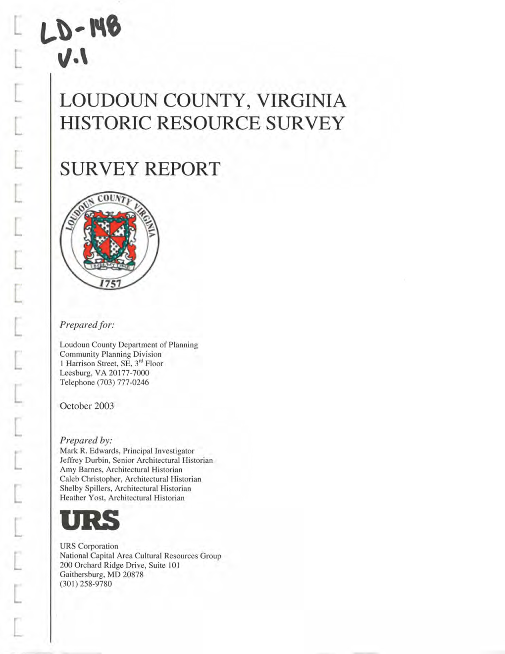 Loudoun County, Virginia Historic Resource Survey