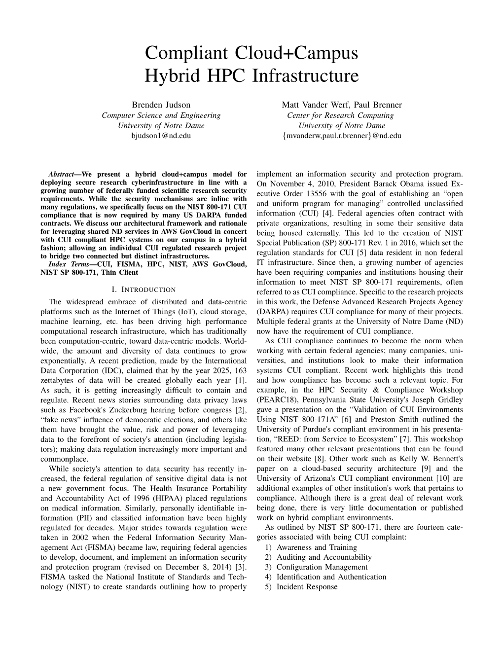 Compliant Cloud+Campus Hybrid HPC Infrastructure