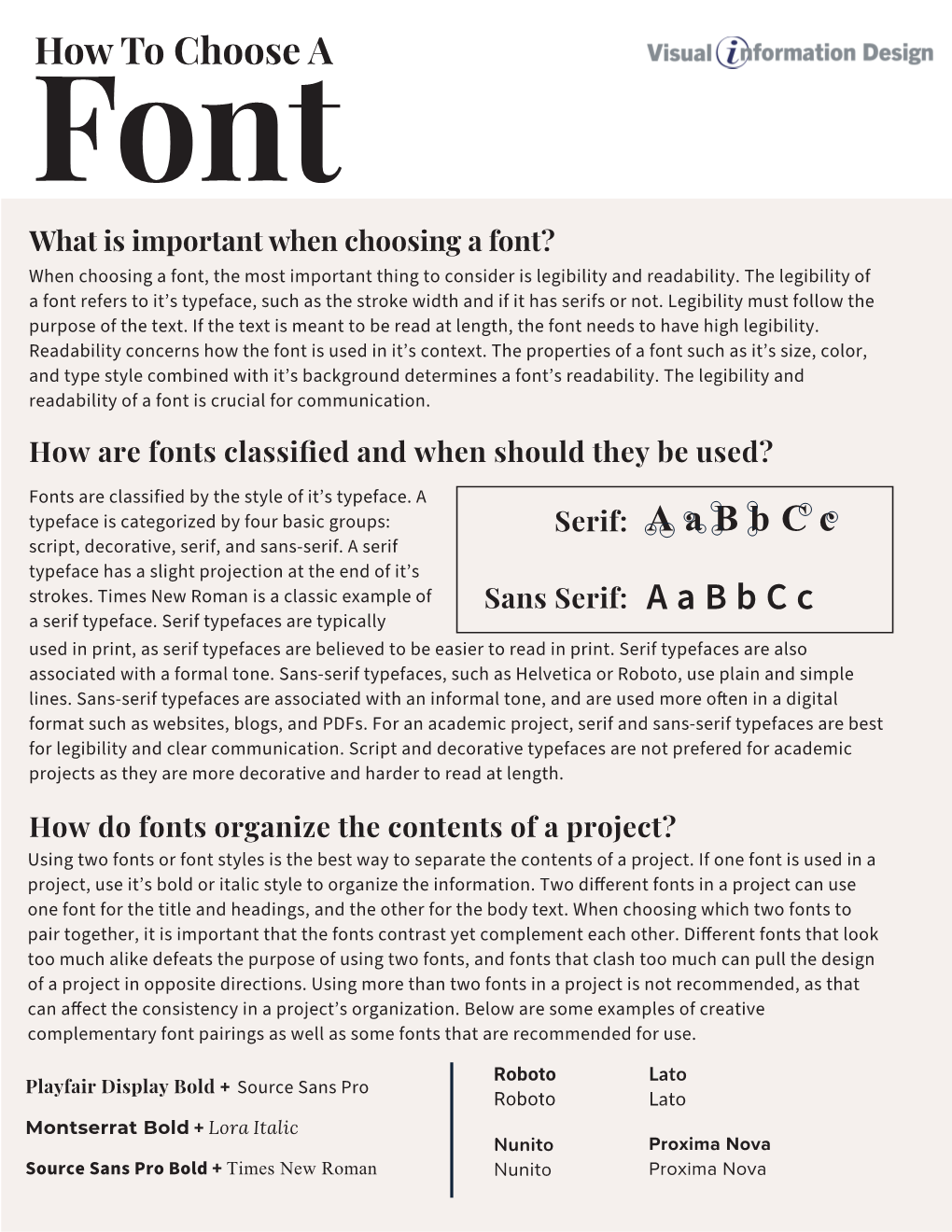 How to Choose a Font Handout