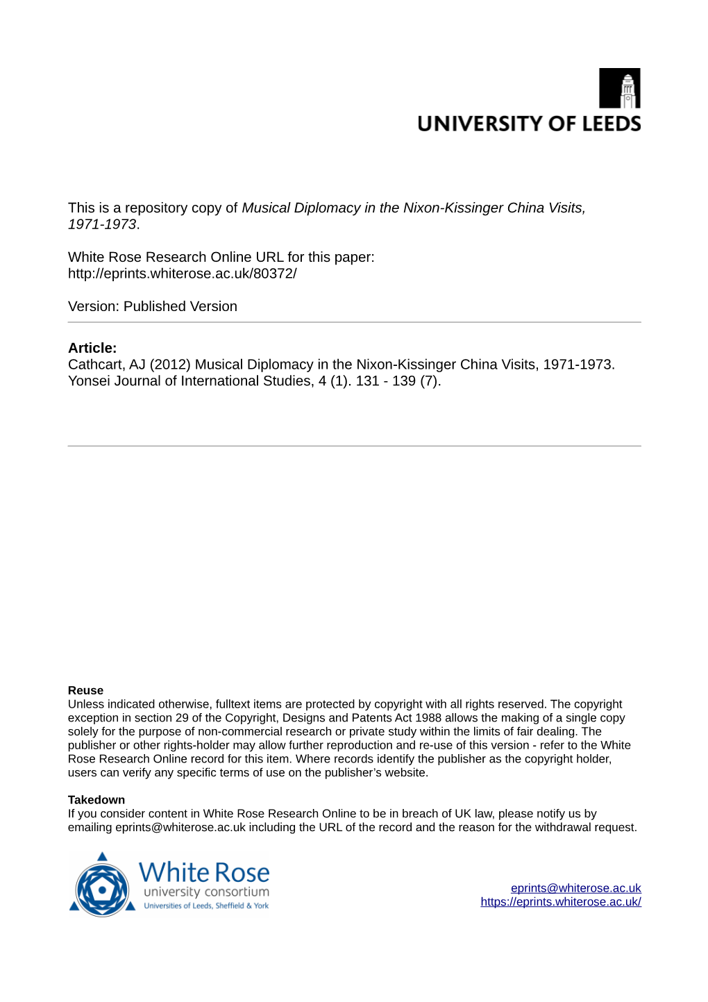 Musical Diplomacy in the Nixon-Kissinger China Visits, 1971-1973