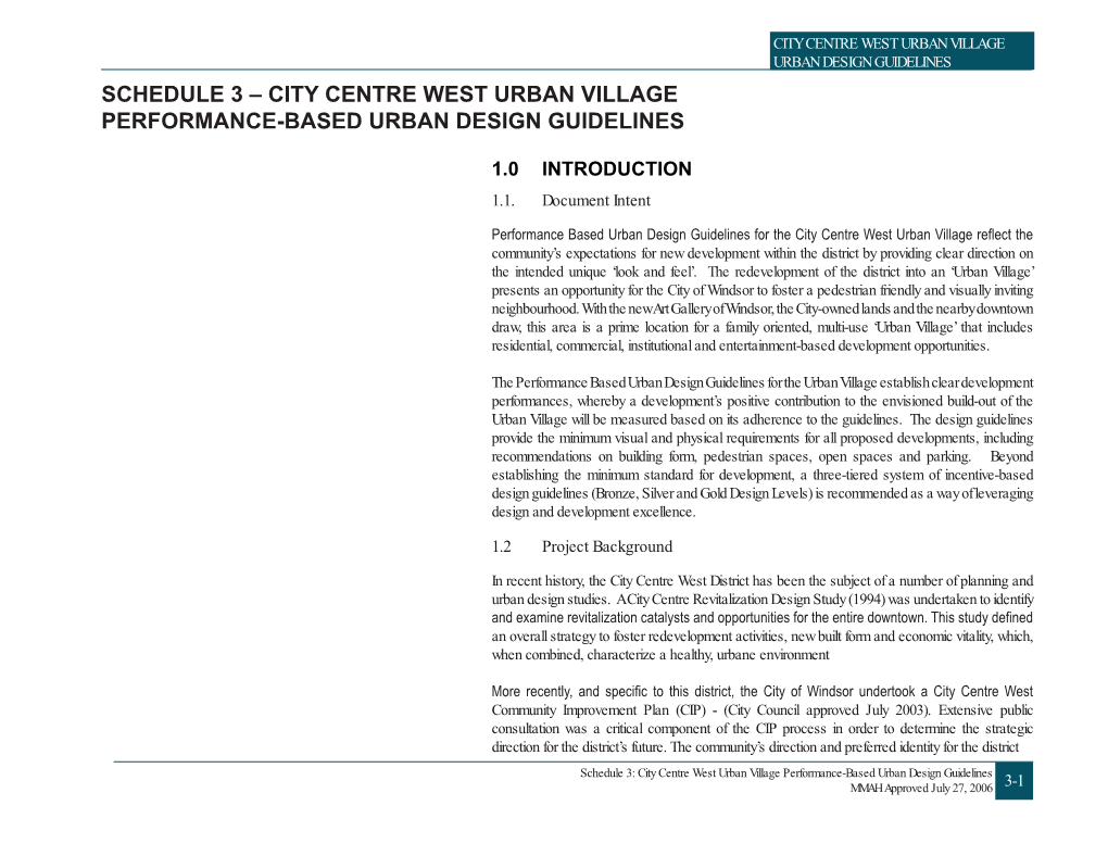 City Centre West Urban Village Performance-Based Urban Design Guidelines