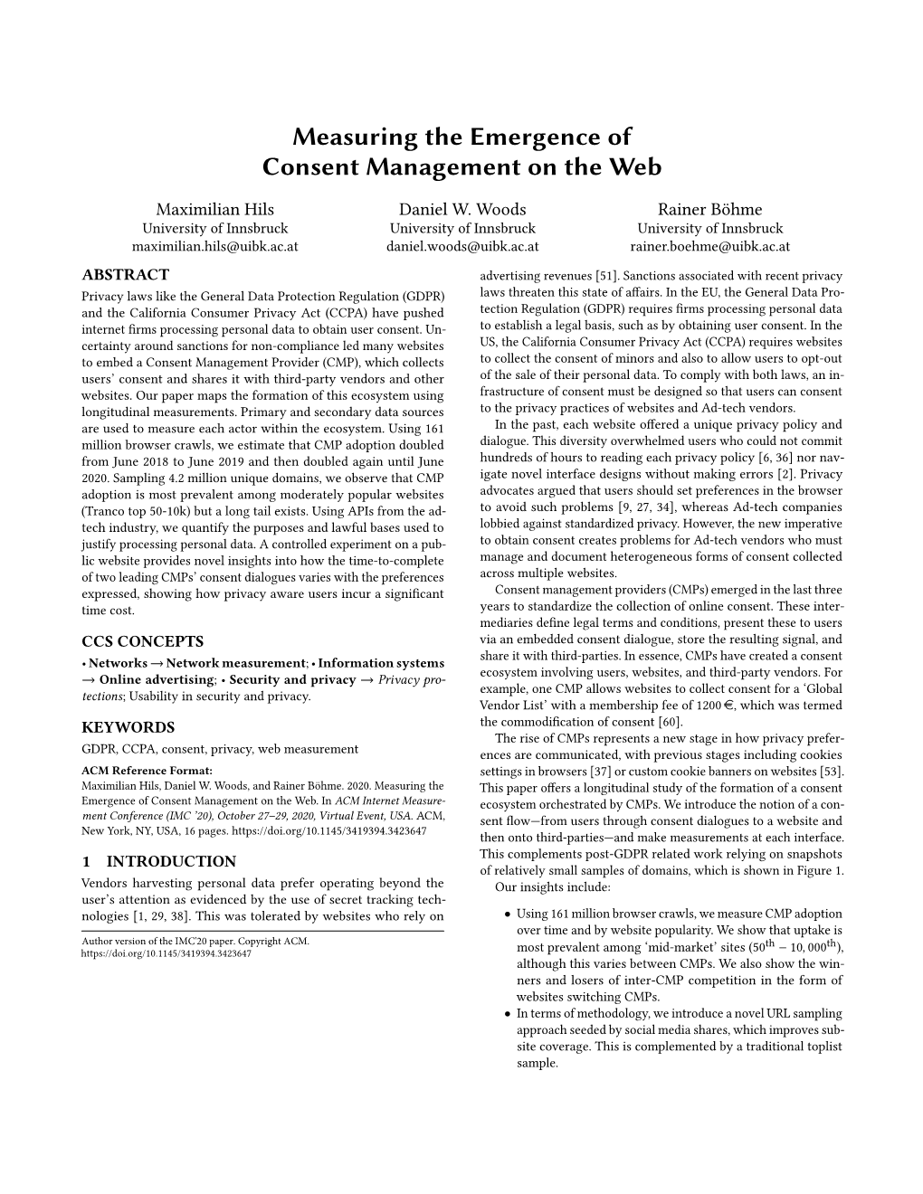 Measuring the Emergence of Consent Management on the Web