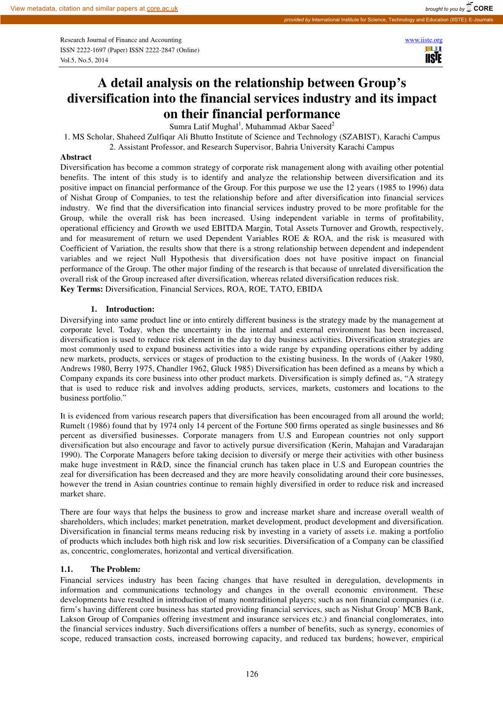 A Detail Analysis on the Relationship Between Group's Diversification Into