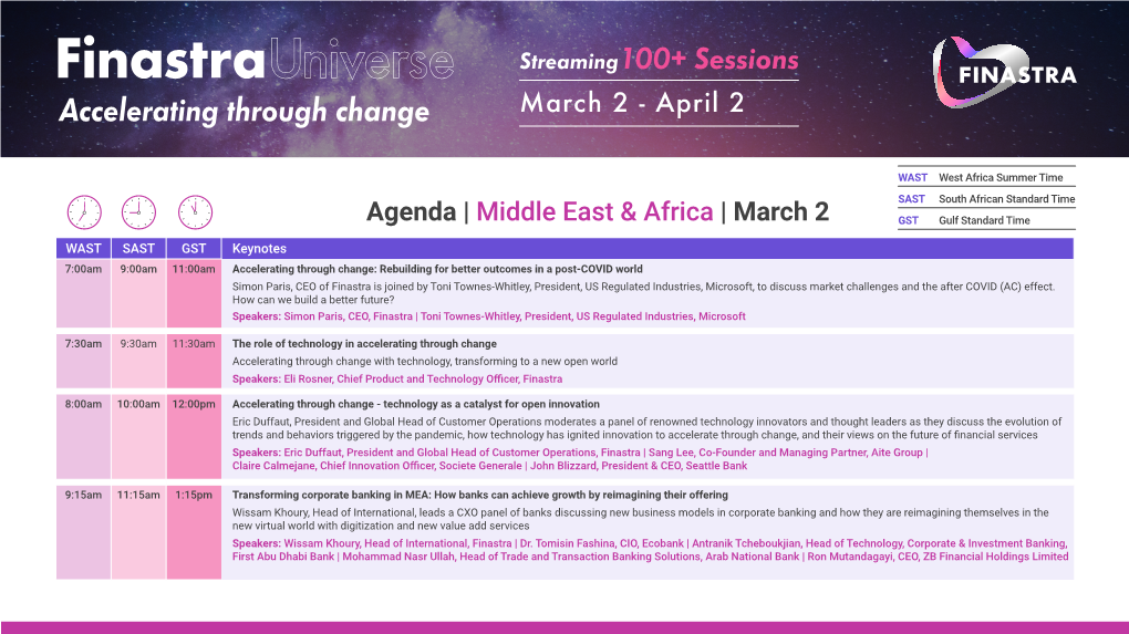 Agenda | Middle East & Africa | March 2