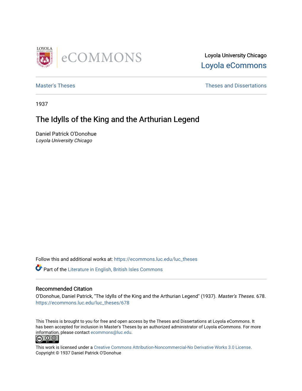 The Idylls of the King and the Arthurian Legend