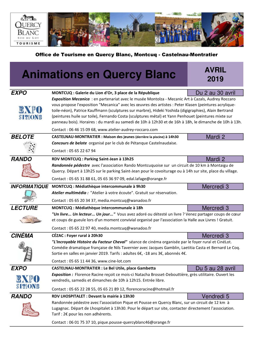 Animations En Quercy Blanc 2019