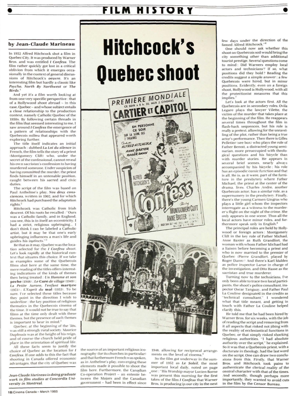 Hitchcock's Quebec Shoot