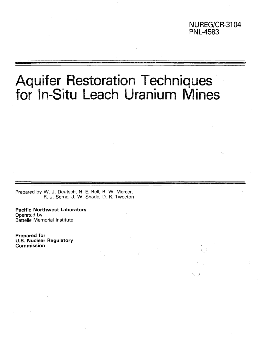 Aquifer Restoration Techniques for In-Situ Leach Uranium Mines