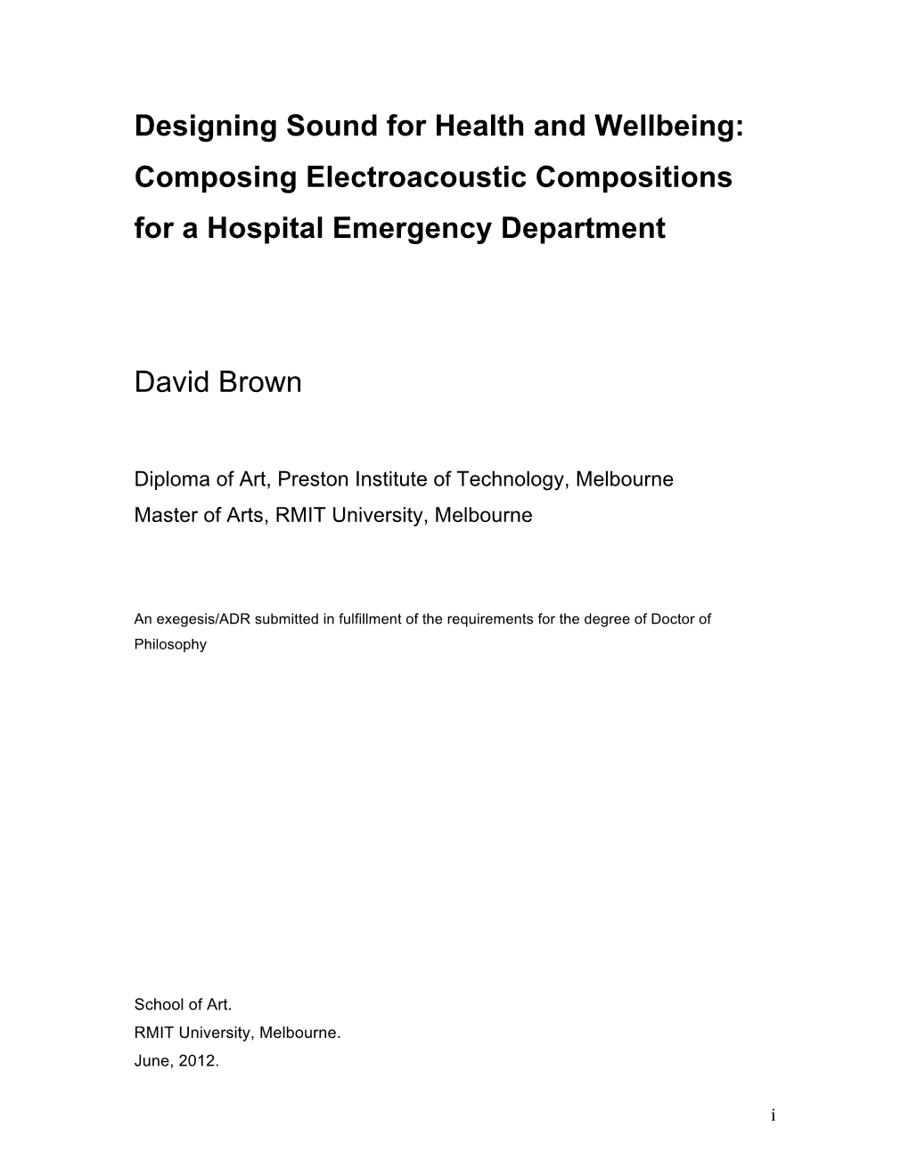 Composing Electroacoustic Compositions for a Hospital Emergency Department