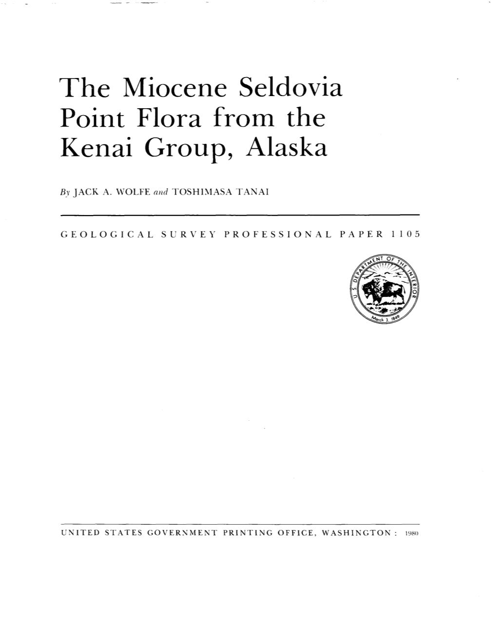 The Miocene Seldovia Point Flora from the Kenai Group, Alaska