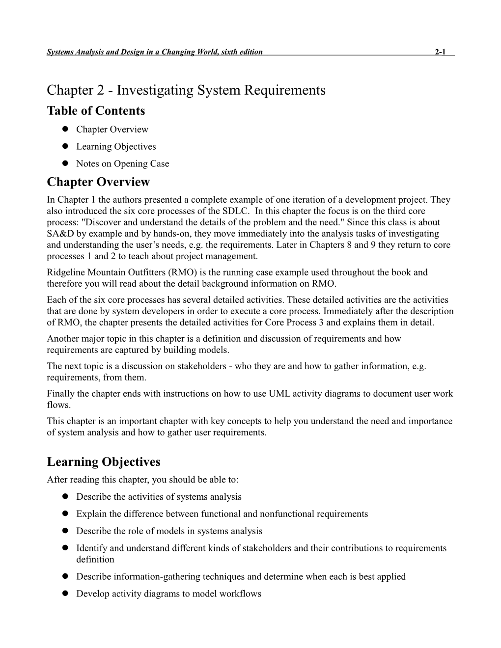 Chapter 2 - Investigating System Requirements