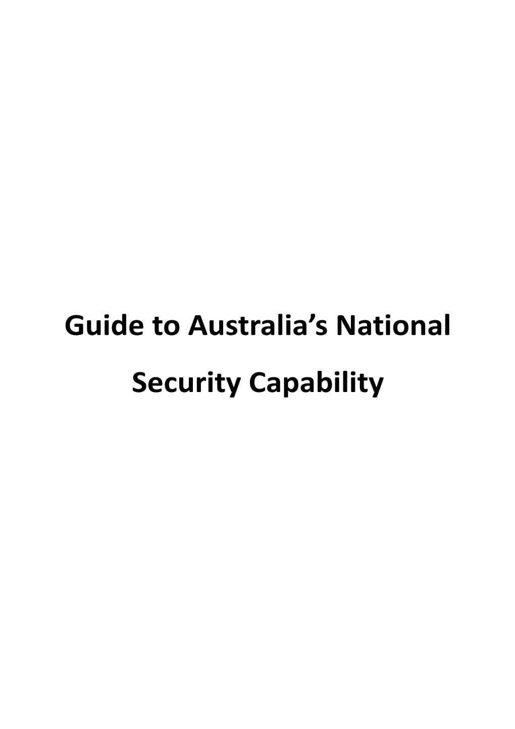 Guide To Australia's National Security Capability