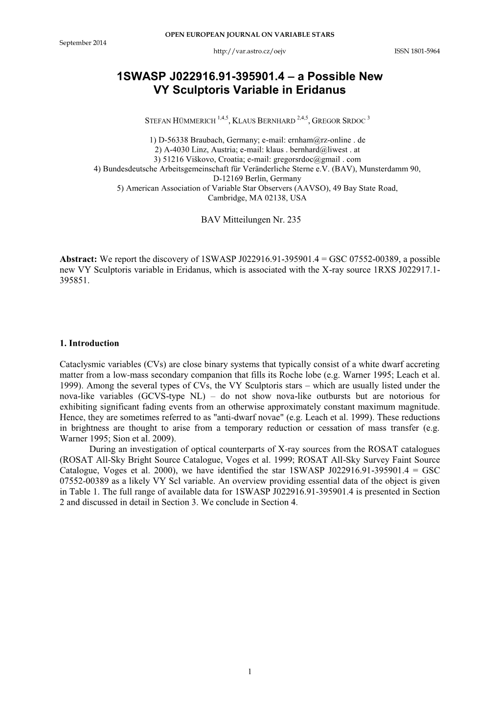 1SWASP J022916.91-395901.4 – a Possible New VY Sculptoris Variable in Eridanus