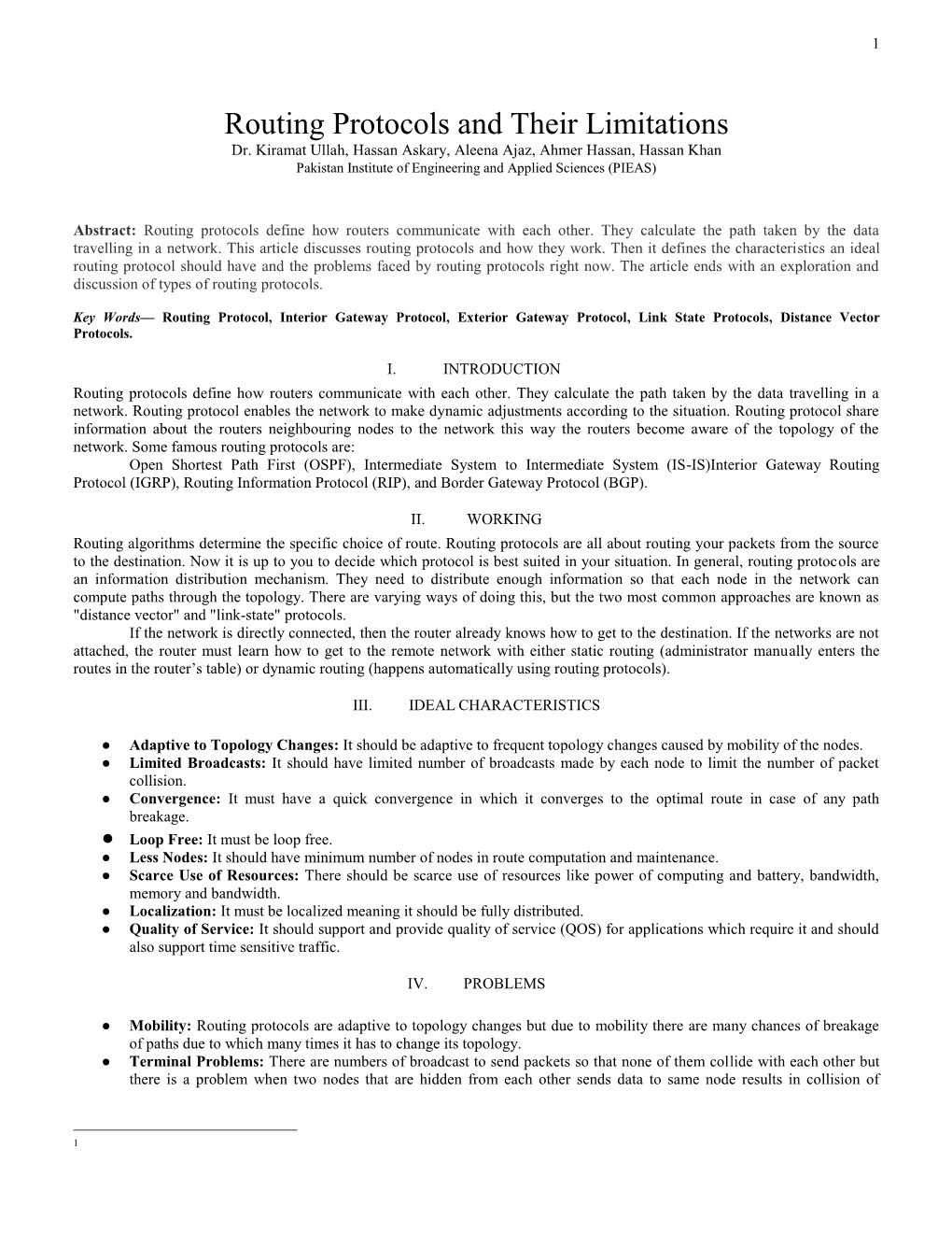 Routing Protocols and Their Limitations Dr