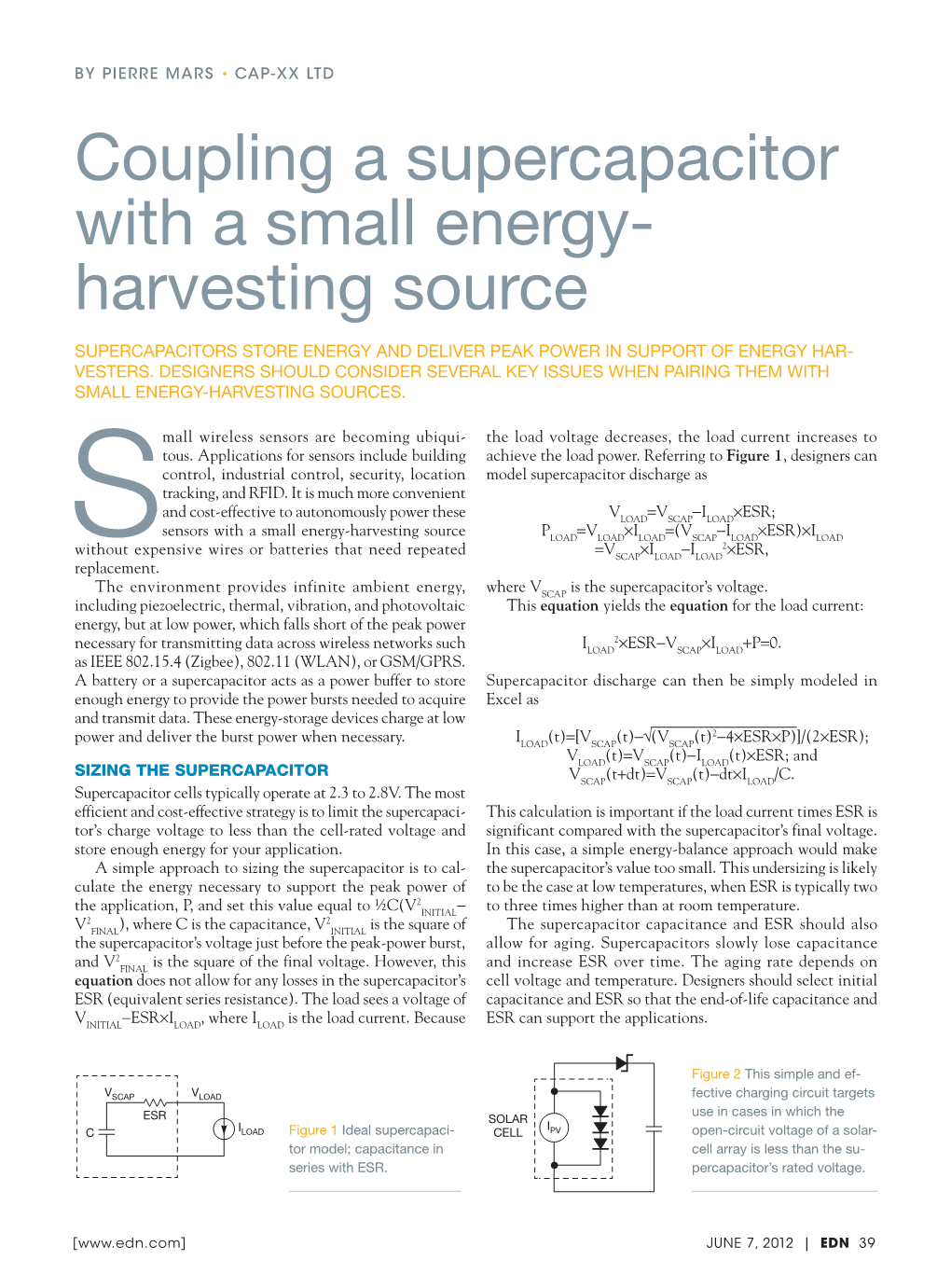 Coupling a Supercapacitor with a Small Energy- Harvesting Source