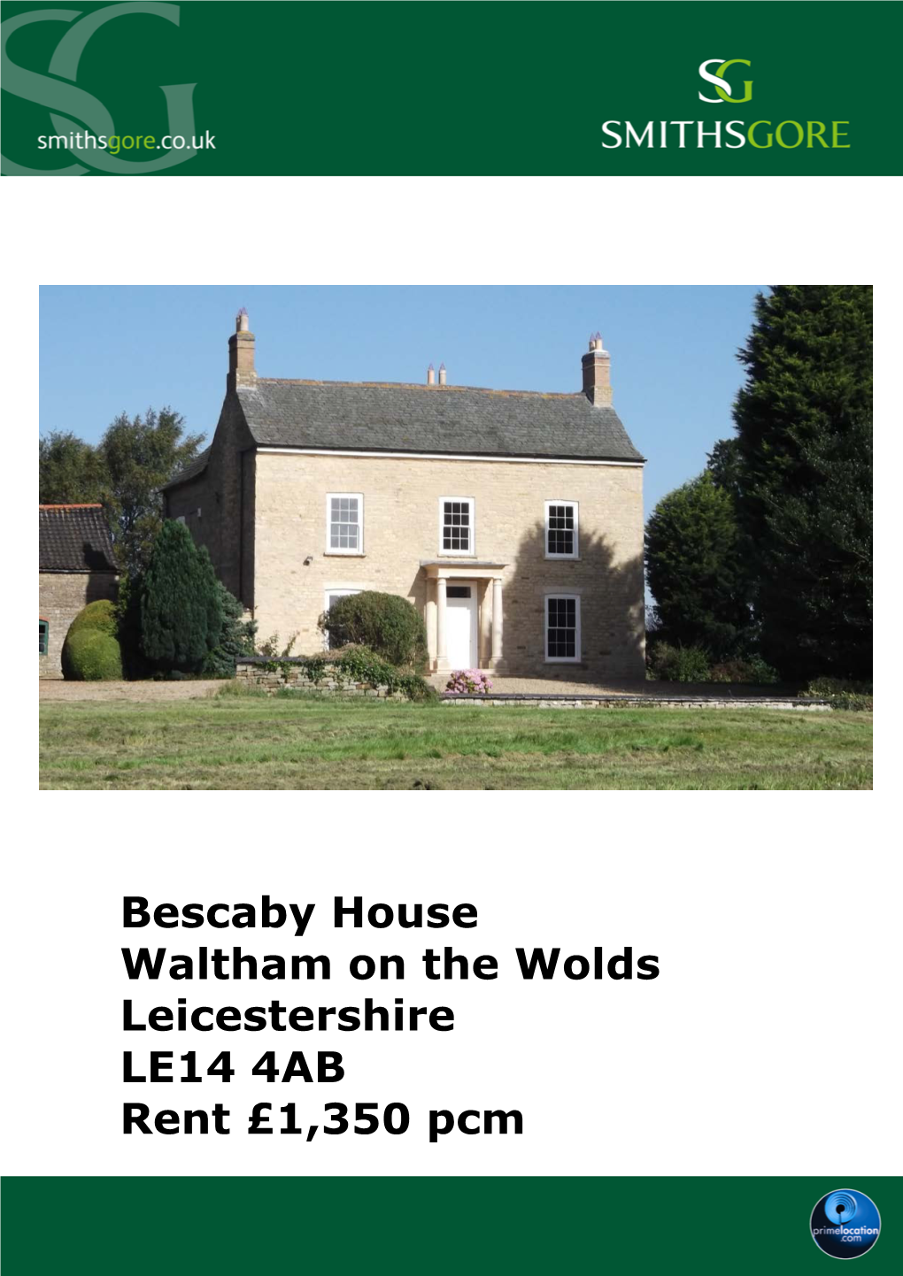 Bescaby House Waltham on the Wolds Leicestershire LE14 4AB Rent £1,350 Pcm