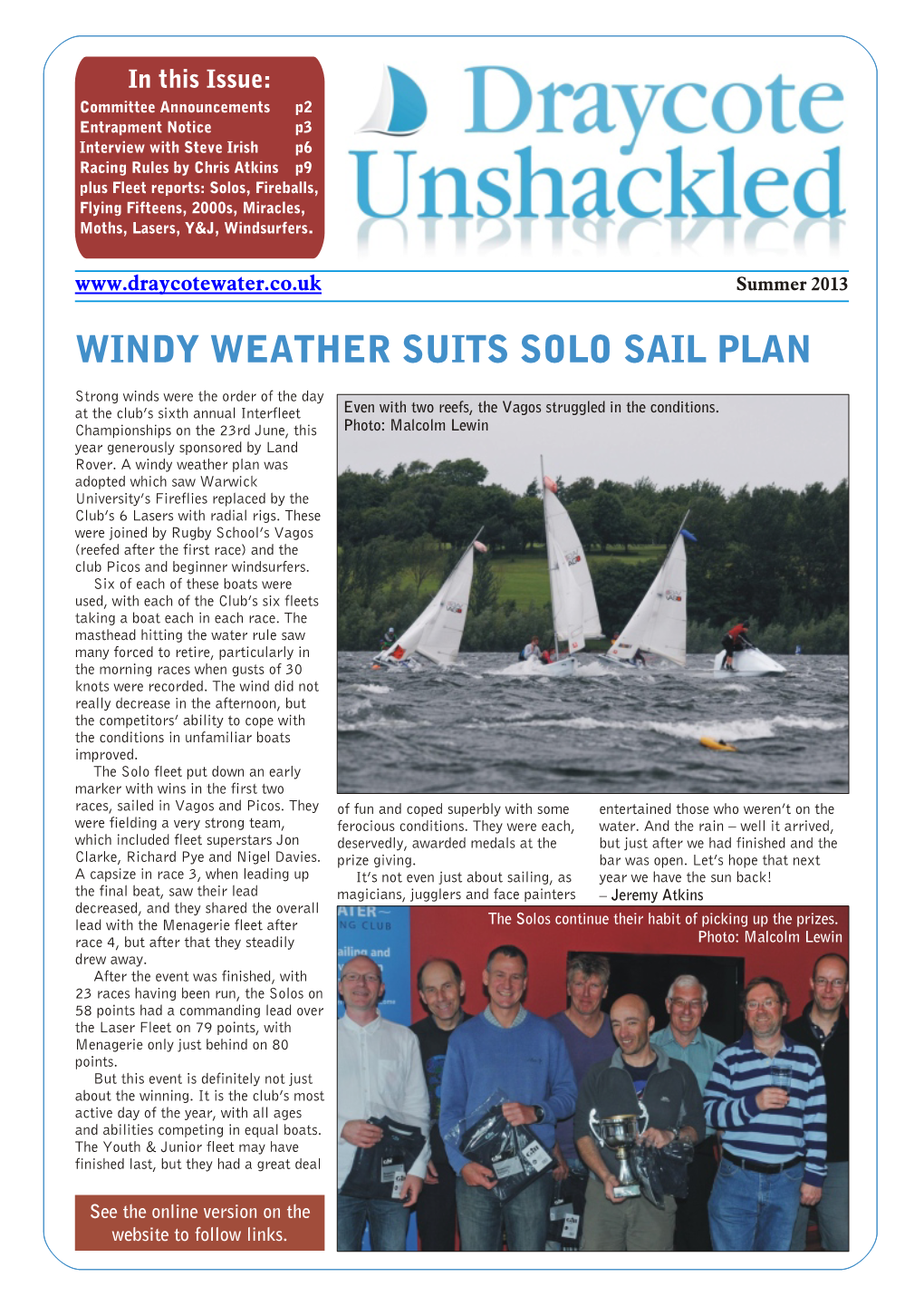 Windy Weather Suits Solo Sail Plan