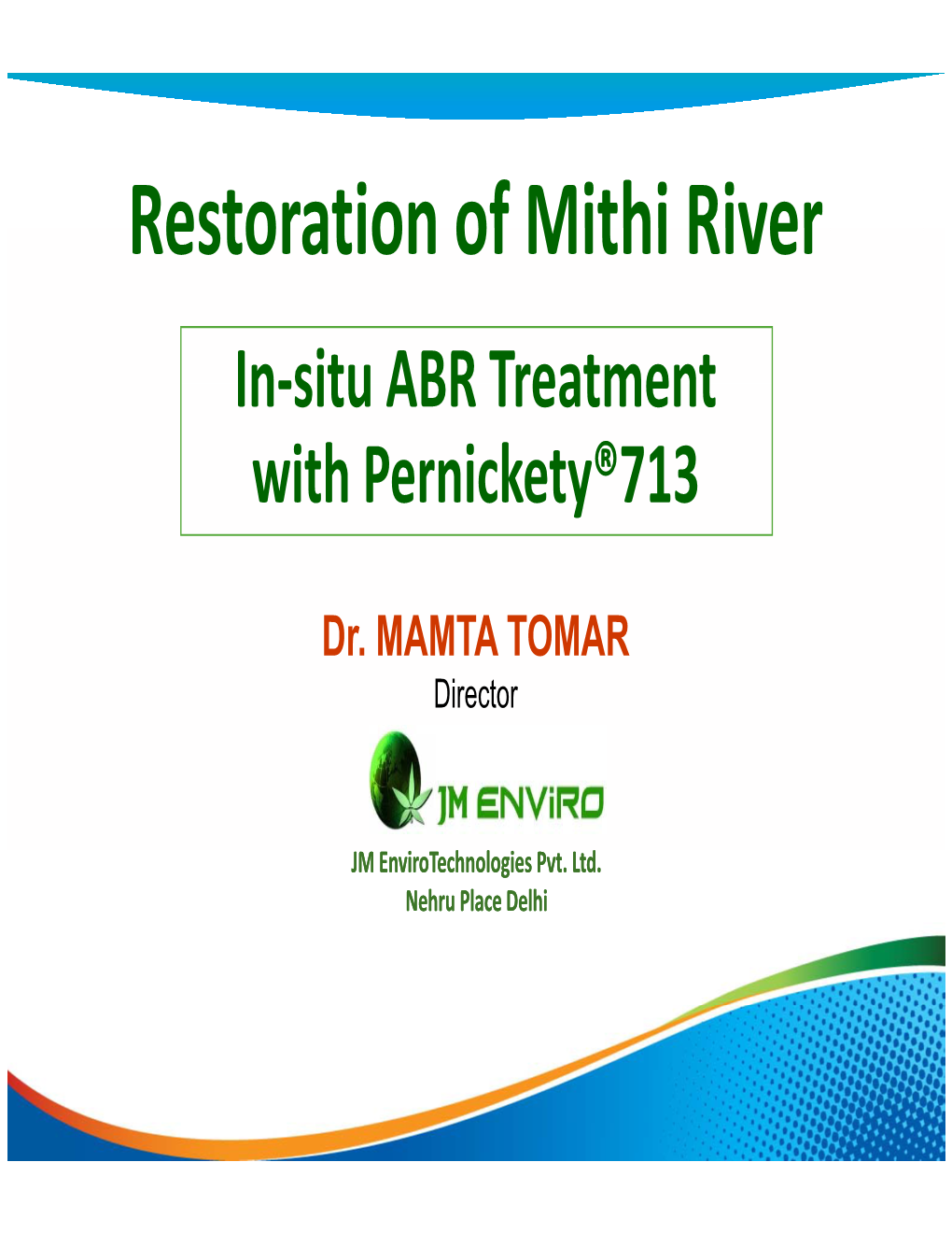 Restoration of Mithi River In‐Situ ABR Treatment with Pernickety®713