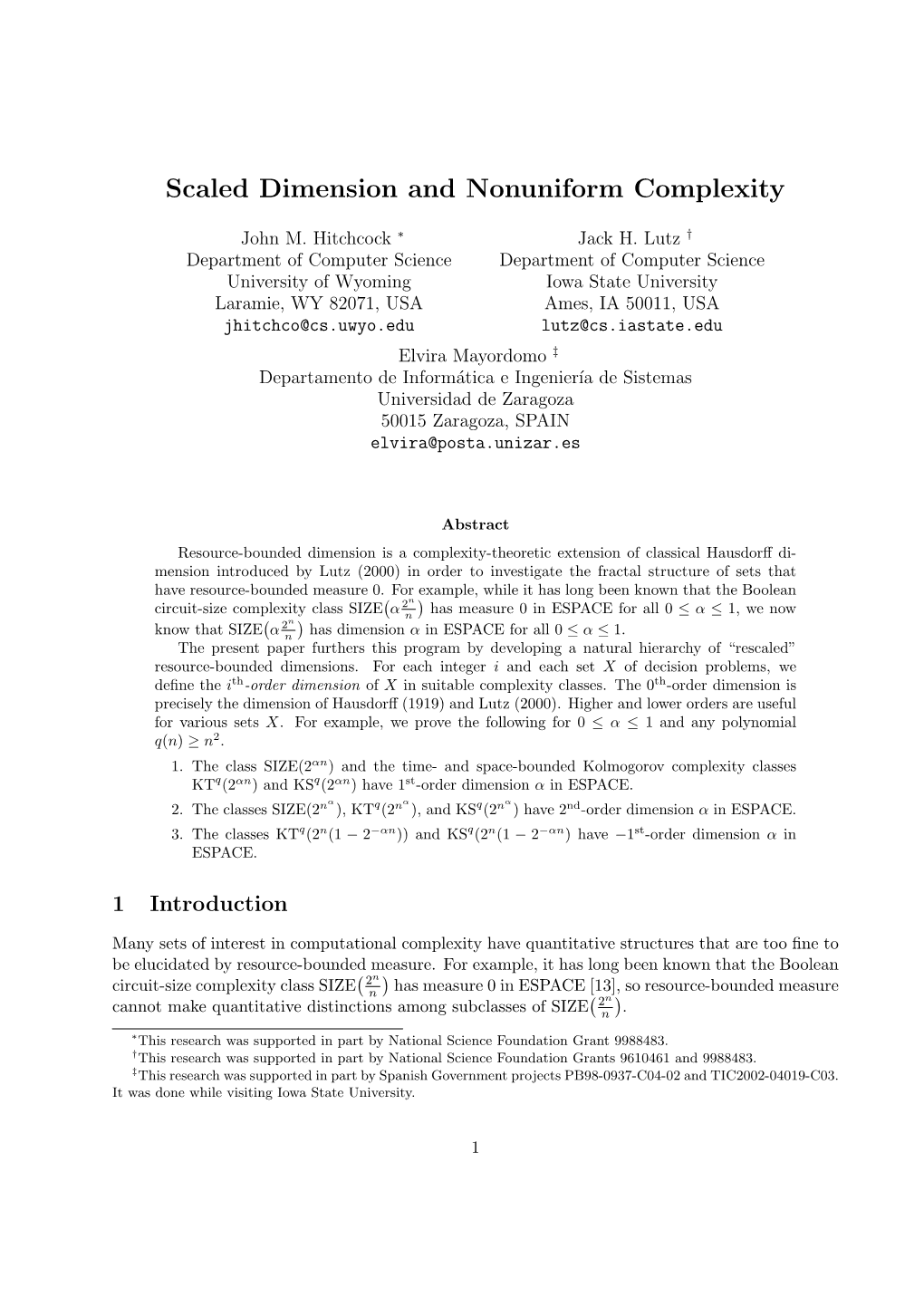 Scaled Dimension and Nonuniform Complexity